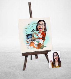 BK Gift Kişiye Özel Bayan Bankacı Karikatür Şovaleli Doğal Taş  2