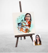 BK Gift Kişiye Özel Bayan Bankacı Karikatür Şovaleli Doğal Taş  2