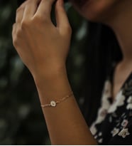 Papatya Silver 925 Ayar Çift Zincirli Gümüş Papatya Bileklik