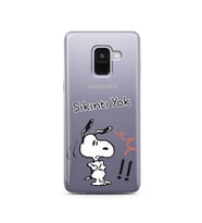 Snoopy Tasarımlı Süper Şeffaf Silikon Telefon Kılıfı Samsung A8 (2018)  