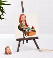 BK Gift Kişiye Özel Bayan Öğretmen Karikatürlü Şovaleli Doğal Taş-4 (Beyaz)