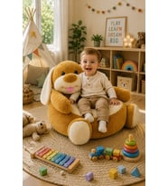 Köpek Peluş Bebek - Çocuk Koltuğu %100 Yerli (Kahverengi)