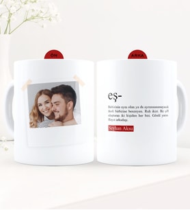 BK Gift Kişiye Özel Fotoğraflı Eş Anlamı Beyaz Kupa Bardak - 2