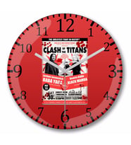 Fight Clash of Titans Duvar Saati Bombeli Gercek Cam