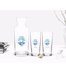 BK Gift Kişiye Özel Renkli Baskılı Kayseri Tasarımlı Turistik İkili Rakı Bardağı ve Karaf Hediye Seti-1 (Model 1)