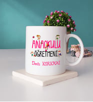 Anaokulu Öğretmeni Hediye Kupa Bardak ve Taş Bardak Altlığı Hediye Seti