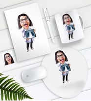 BK Gift Kişiye Özel Bayan Radyoloji Uzmanı Karikatürlü Defter Kalem Kupa Mouse Pad Seti (Model 1)