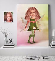 BK Gift Kişiye Özel Kız Çocuk Peri Karikatürlü Kanvas Tablo 50x70cm-1