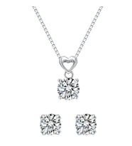 Monemel Taşlı Kolye ve Küpe Set (Gümüş)