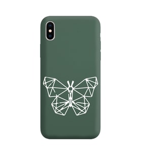 Iphone Xs Çizgi Tasarımlı Koyu Yeşil Lansman Telefon Kılıfı