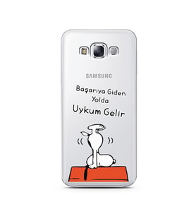 Snoopy Tasarımlı Süper Şeffaf Silikon Telefon Kılıfı Samsung E7