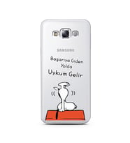 Snoopy Tasarımlı Süper Şeffaf Silikon Telefon Kılıfı Samsung E7