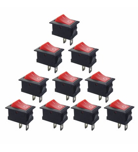 10 Adet - On-Off Anahtar Kırmızı, KCD1-101, Mini Aç Kapa Anahtar