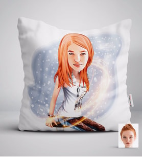BK Gift Kişiye Özel Bayan Karikatürlü Beyaz Yastık-39