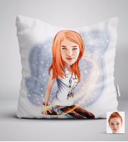 BK Gift Kişiye Özel Bayan Karikatürlü Beyaz Yastık-39