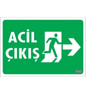 SÖNSAN UYARI LEVHALARI "ACİL ÇIKIŞ - SAĞ  " PVC 17,5*25