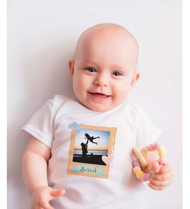 Pia Baby T2023-05 %100 Pamuk İsme Özel Fotoğraflı Bebek Çıtçıtlı Body