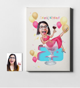 BK Gift Kişiye Özel Doğum Günü Karikatür Kanvas Tablo 50x70cm 11