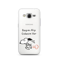 Snoopy Tasarımlı Süper Şeffaf Silikon Telefon Kılıfı Samsung Core Prime