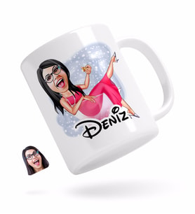 BK Gift Kişiye Özel Kadın Patroniçe Karikatürlü Beyaz Kupa Bardak-1