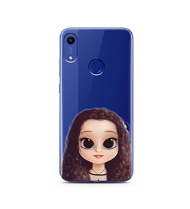 Kıvırcık Saçlı Kız Tasarımlı Süper Şeffaf Silikon Telefon Kılıfı Huawei Honor 8A