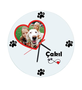 Biresimden Köpek Sahiplerine İsim ve Fotoğraflı Kişiye Özel Cam Duvar Saati