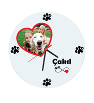 Biresimden Köpek Sahiplerine İsim ve Fotoğraflı Kişiye Özel Cam Duvar Saati