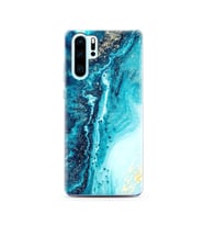 Mavi Kumsal Tasarımlı Süper Şeffaf Silikon Telefon Kılıfı Huawei P30 Pro 