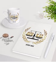 BK Gift Kişiye Özel Avukat Beyaz Defter Kalem Türk Kahvesi Fincanı Seti-1 (Model 1)