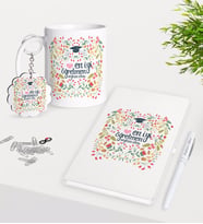 BK Gift Kişiye Özel En İyi Öğretmen Kupa Anahtarlık Beyaz Defter Kalem Hediye Seti-15 (Model 1)