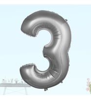 3 Yaş Rakam Folyo Balon, 100 cm - Gümüş (STD)