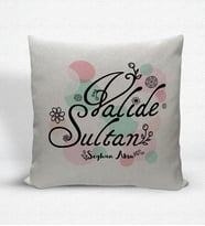 BK Gift Kişiye Özel Valide Sultan Dekoratif Keten Yastık - 3 (Bej)