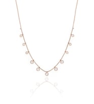 Taşlı Roz Gümüş Bayan Kolyesi Çok Taşlı Kolye UC-373 (Bronz)