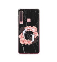 Mermer Çiçekli Harf Tasarım Süper Şeffaf Silikon Telefon Kılıfı Samsung A9 (2018