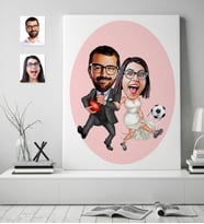 BK Gift Kişiye Özel Sevgililer Karikatürlü Kanvas Tablo (50x70cm.) 15