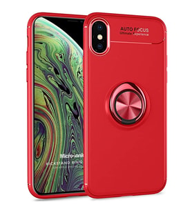 Microsonic Apple iPhone XS Kılıf Kickstand Ring Holder Kırmızı