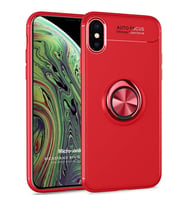 Microsonic Apple iPhone XS Kılıf Kickstand Ring Holder Kırmızı