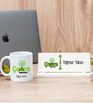 Çevre Mühendisi Beyaz Kupa Bardak Ve Masa İsimliği Hediye Seti