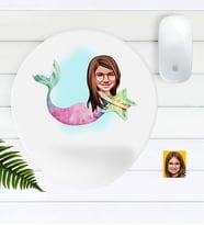 BK Gift Kişiye Özel Deniz Kızı Karikatürlü Bilek Destekli Mouse Pad (Beyaz)
