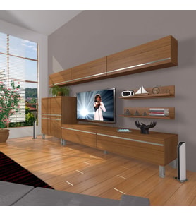 Decoraktiv Eko 8 Mdf Std Krom Ayaklı Tv Ünitesi Tv Sehpası (Ceviz)