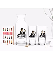 BK Gift Kişiye Özel Renkli Baskılı Çünkü Sen Çölüme Yağmur Oldun Tasarımlı İkili Rakı Bardağı Karaf ve Cep Kitabı Hediye Seti-3 (Model 1)