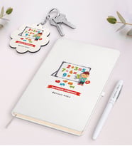 BK Gift Kişiye Özel Matematik Öğretmeni Beyaz Defter Kalem ve Anahtarlık Hediye Seti-5 (Model 1)
