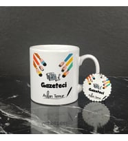 Gazeteci Kupa Bardak ve Anahtarlık Set