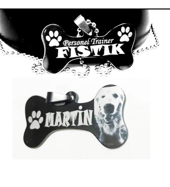 İsimli Köpek künyesi Kedi Künyesi İsimli Künye Çelik Kolye Çelik Köpek Kolyesi (Siyah)