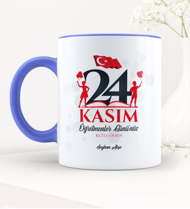 BK Gift Kişiye Özel Öğretmenler Gününüz Kutlu Olsun Mavi Kupa Bardak - 2