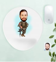 BK Gift Kişiye Özel Asker Karikatürlü Bilek Destekli Mouse Pad-2 (Beyaz)