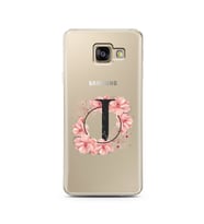Pembe Çiçekli Harf Tasarım Süper Şeffaf Silikon Telefon Kılıfı Samsung A3 (2017)