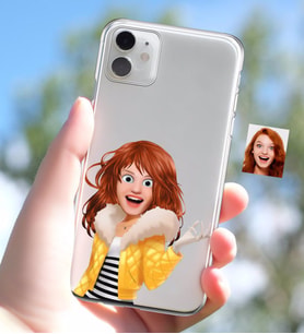 BK Gift Kişiye Özel Kadın Animasyon Karikatürlü iPhone 11 İnce Şeffaf Silikon Telefon Kapağı-7 (Beyaz)