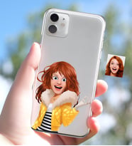BK Gift Kişiye Özel Kadın Animasyon Karikatürlü iPhone 11 İnce Şeffaf Silikon Telefon Kapağı-7 (Beyaz)
