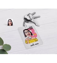 BK Gift Kişiye Özel Kadınlar Günü Karikatürlü Şeffaf Pleksi Anahtarlık-2 (Beyaz)